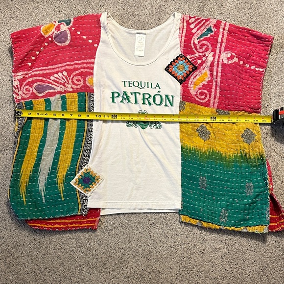 Upcycled Tequila Patrón Kantha Patchwork Embroidered Tee - Picture 3 of 5